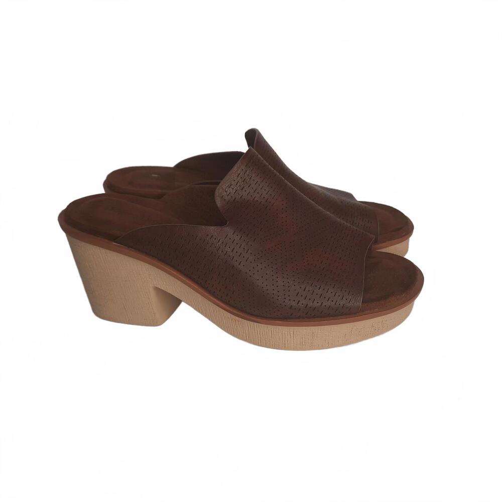 Pierre Dumas Women's‎ Brown Open Toe Mules with Block Heel Size 10